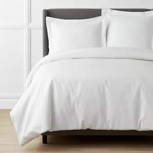 Legends Luxury Solid White Cotton Sateen Queen Duvet Cover