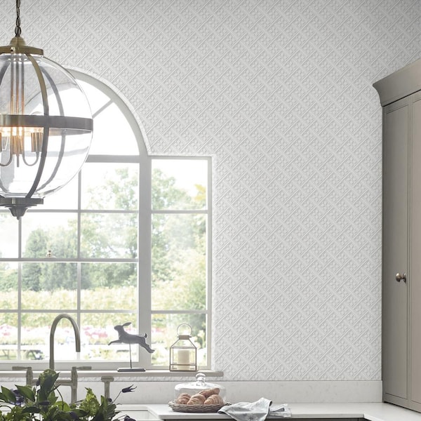 Laura Ashley Mr Jones Paintable White Wallpaper