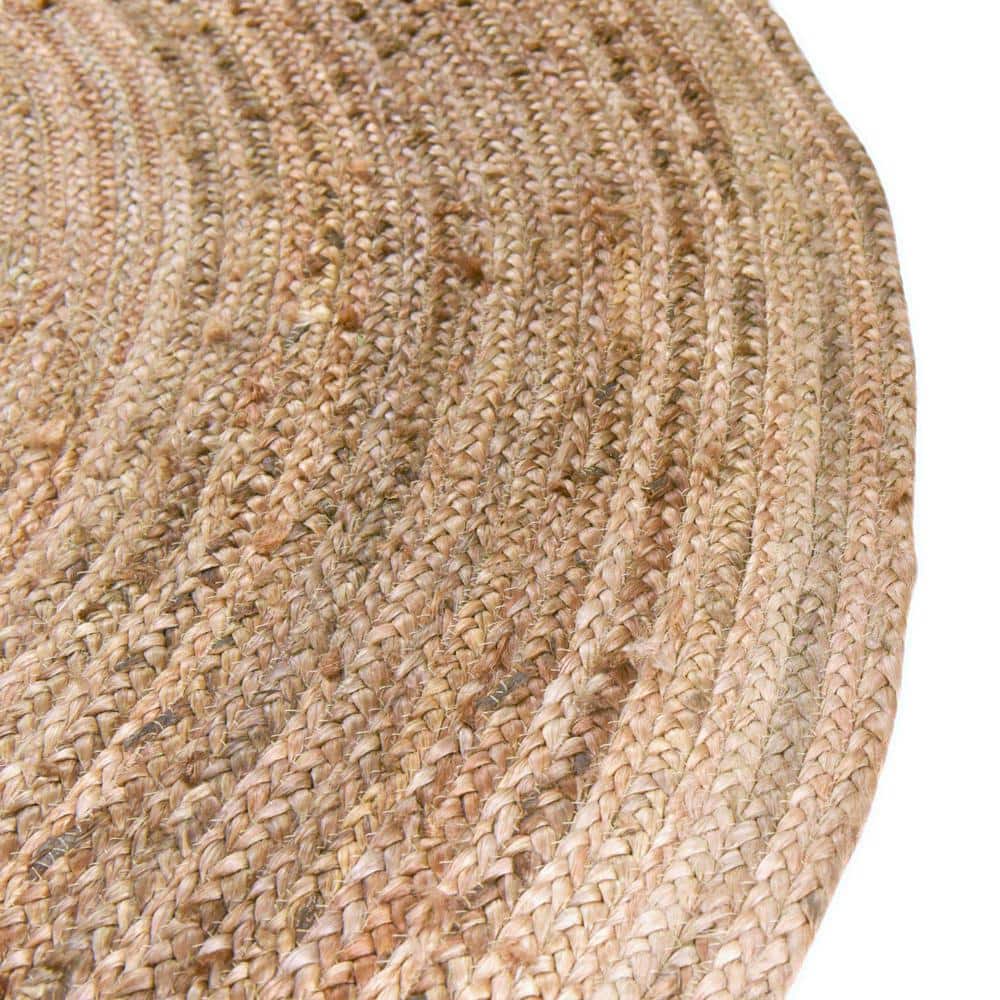 Handmade Round Natural Jute and Cotton Rug