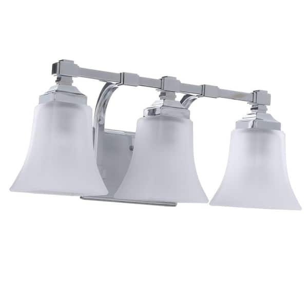 Hampton Bay 3-Light Chrome Vanity Light with Etched Glass Shades