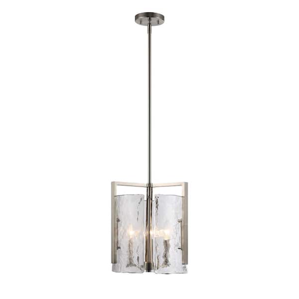 Aenon 180-Watt 3-Light Pewter Pendant Light with Glass Shade