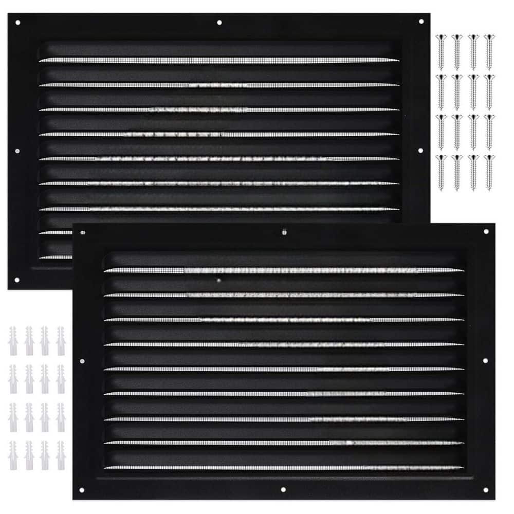 8 x 12 Metal Louver Vent Grille with Screen Black Aluminum for Indoor Outdoor Garage Attic Ceiling (2-Pack) price history on PriceWatchPro