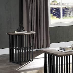 Zudora 22 in. Oak and Sandy Black Finish Rectangle Wood End Table