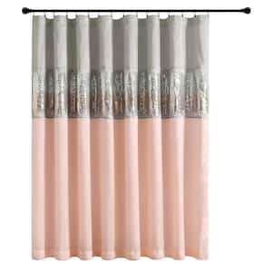 Night Sky Gray/Blush Polyester 100 in. W x 84 in. L Light Filtering Curtain (Single Panel)