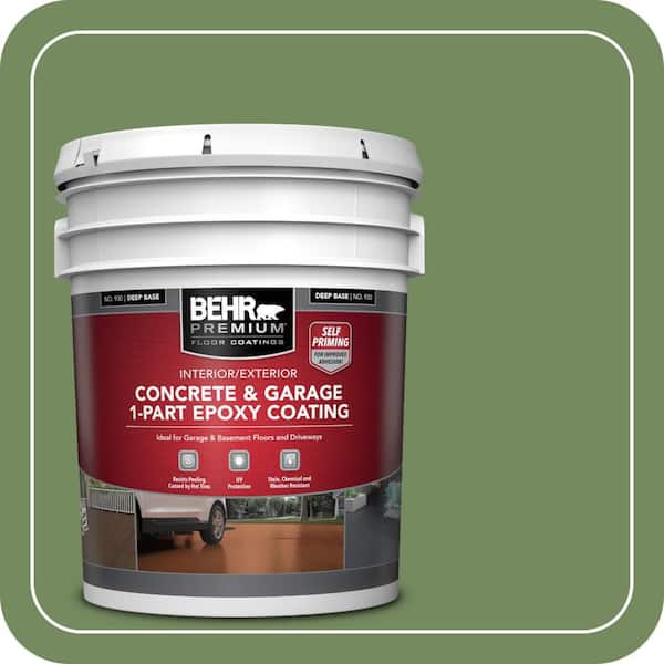 BEHR PREMIUM 5 gal. #M380-6 Fern Canopy Self-Priming 1-Part Epoxy Satin ...