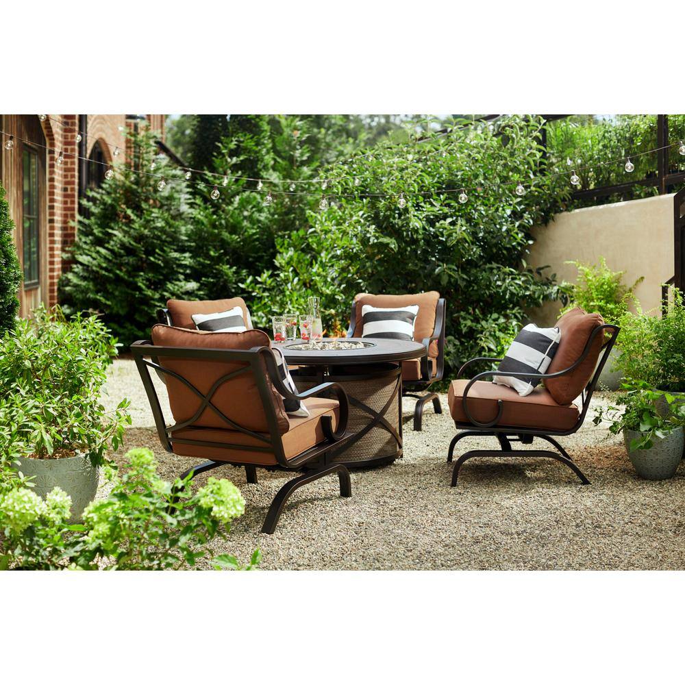 Hampton Bay South Grove Chocolate Brown Aluminum Stationary Rocking ...