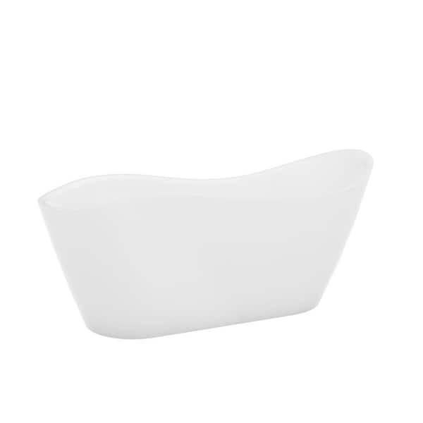 Mirage 65.37 in. L x 28 in. W Acrylic Freestanding Slipper Soaking Bathtub with Reversible Drain in Brushed Brass