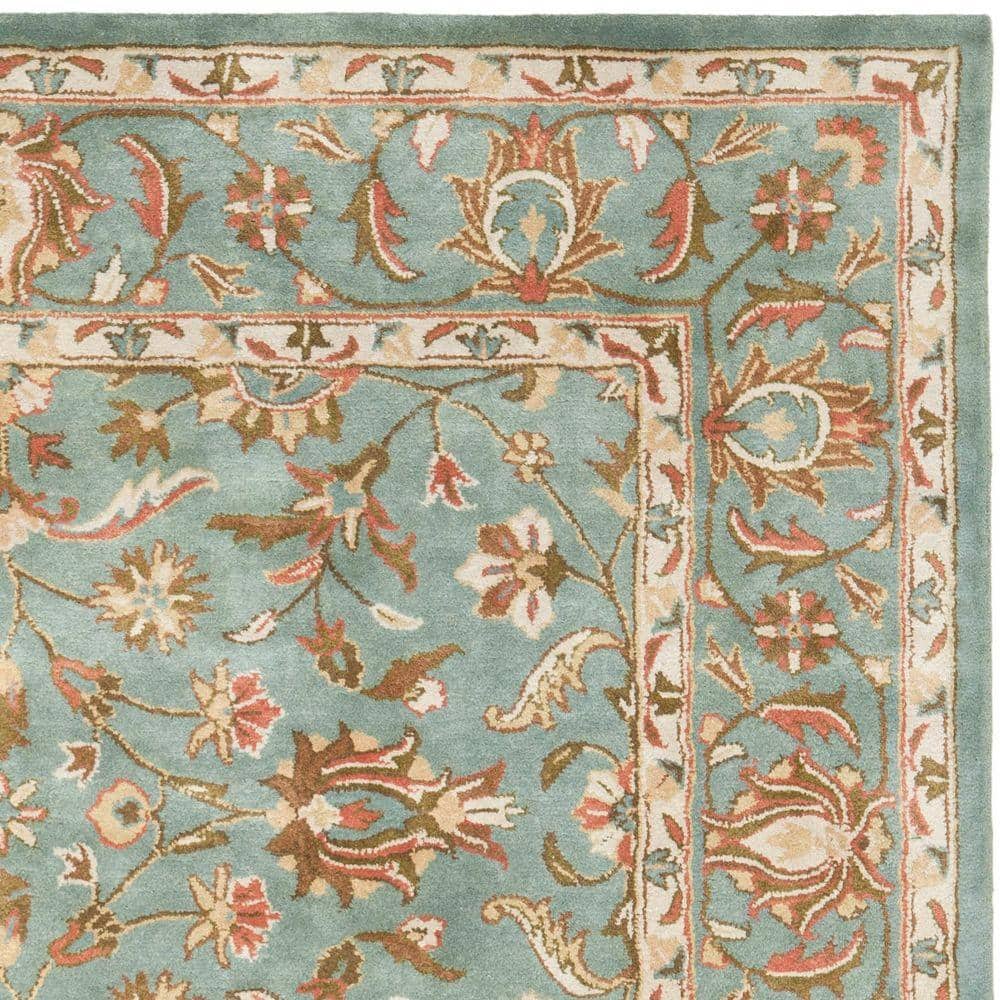 Elegant Heritage Blue Rectangular Hand-Tufted Wool Area Rug, 9' x 12'