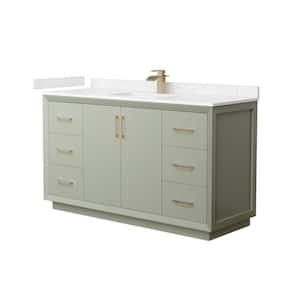 Strada 60 in. W x 22 in. D x 35 in. H Single Bath Vanity in Light Green with Carrara Cultured Marble Top