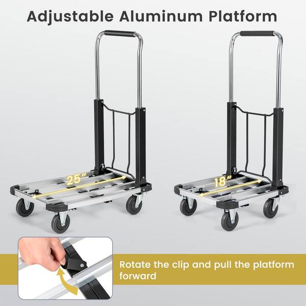 ANGELES HOME 330 lb. Folding Hand Truck Aluminum Utility Dolly Platform Cart  with Extendable Base 108CKTH037 - The Home Depot