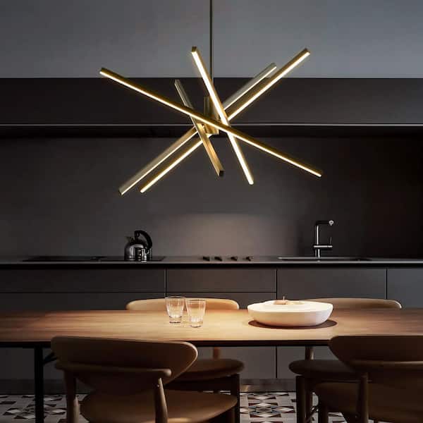 Salem 45-Watt 5-Light Modern Black Linear Sputnik Integrated LED Pendant Light