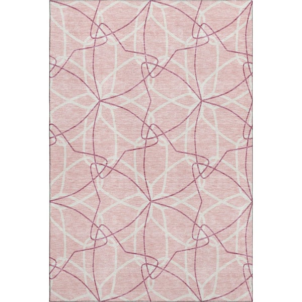 Addison Rugs Mayfield Premium Machine Washable Abstract AMF950 Pink 8 ft. x 10 ft. Area Rug