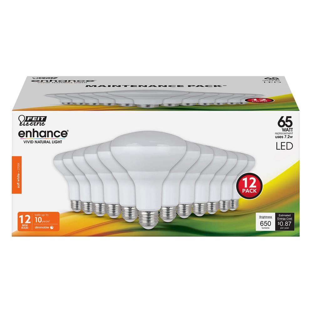 Feit Electric 12-Pack Soft White BR30 Dimmable LED Bulbs