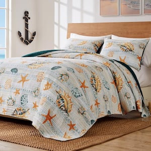 Kona Coastal 3-Piece Ocean Cotton Blend King/Cal King Quilt Set