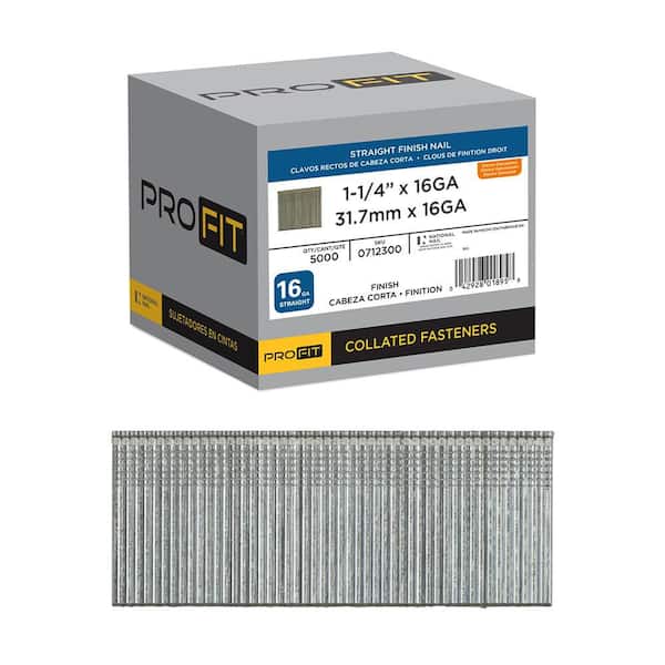 1-1/4 in. x 16GA Straight Electrogalvanized Collated Finish Nails (2500-Per Box)