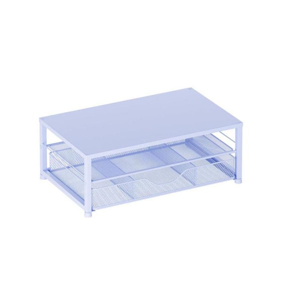 Blue metal monitor stand riser with drawer, a modern desk organizer，15 ...