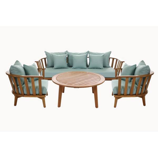 Canopy Hibiscus 4-Piece Teak Patio Conversation Set With Sunbrella ...