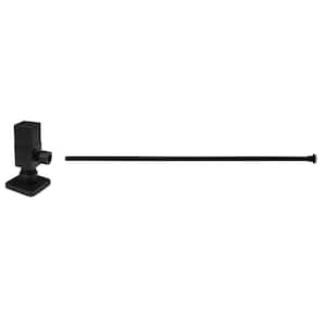 Brass Toilet Kit 1/4-Turn Square Angle Stop 1/2 in. Copper x 3/8 in. Comp with 20 in. Riser, Matte Black