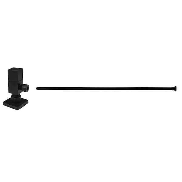 Westbrass 5/8 in. x 3/8 in. OD x 20 in. Flat Head Toilet Supply Line Kit with Square Handle 1/4-Turn Angle Stop, Matte Black