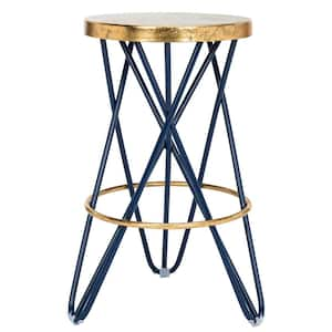 Lorna 24 in. Navy and Gold Counter Stool