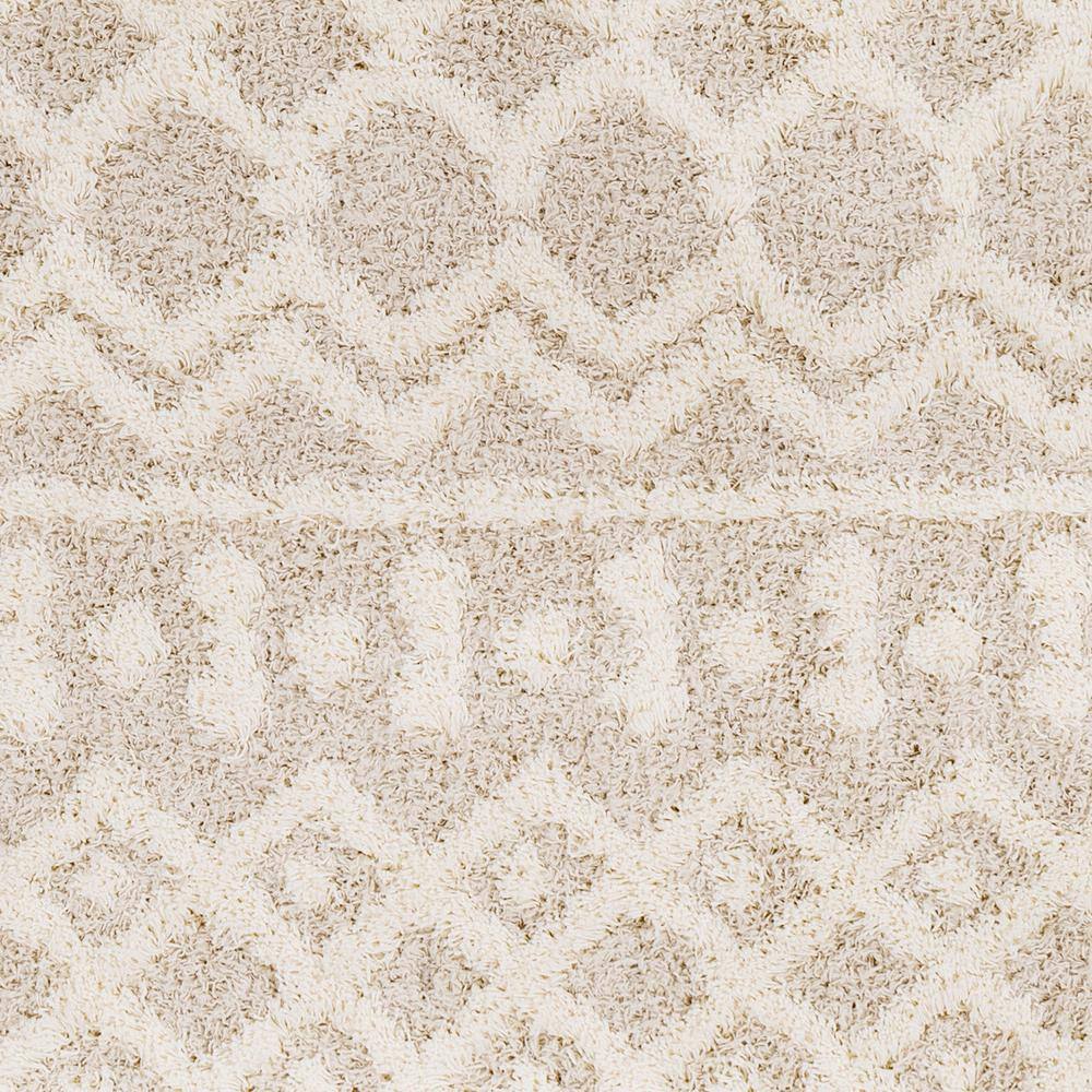 Beige Moroccan Shag Area Rug, 8'10" x 12', Polypropylene