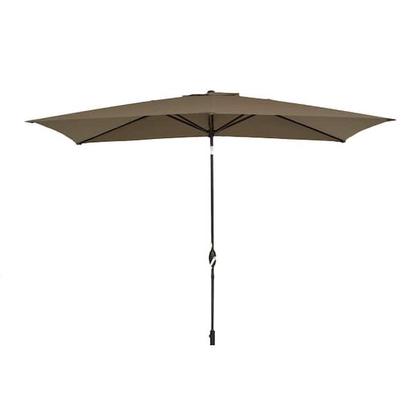Unbranded 10 ft. x 6.5 ft. Market Rectangular Outdoor Patio Umbrella in Taupe