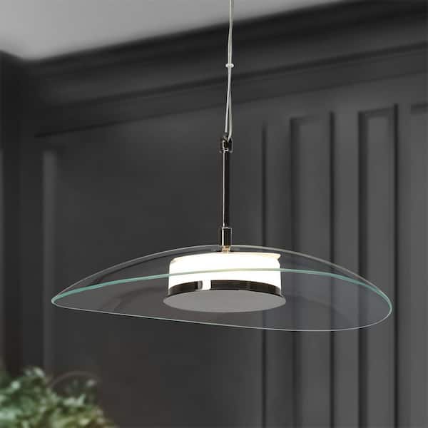 LNC Contemporary 12-Watt 1-Light Plated Black Nickel Bell Integrated LED Pendant Light with Clear Glass Shade