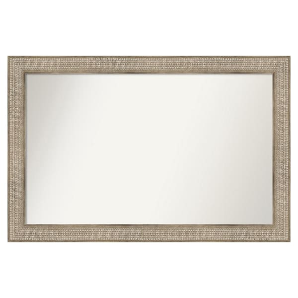 Amanti Art Trellis Silver 50 in. x 33 in. Custom Non-Beveled Wood Framed Bathroom Vanity Wall Mirror