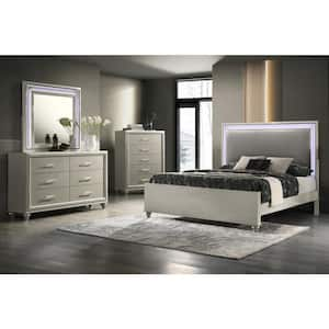 New Classic Furniture Lumina 4-Piece Gray Queen Wood Bedroom Set (Bed/Dresser/Mirror/Chest)