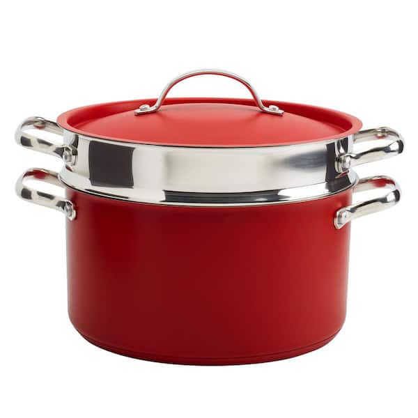 Denmark Bristol 3-Piece 6 qt. Red Stainless Steel Dutch Oven and Pasta Cooker