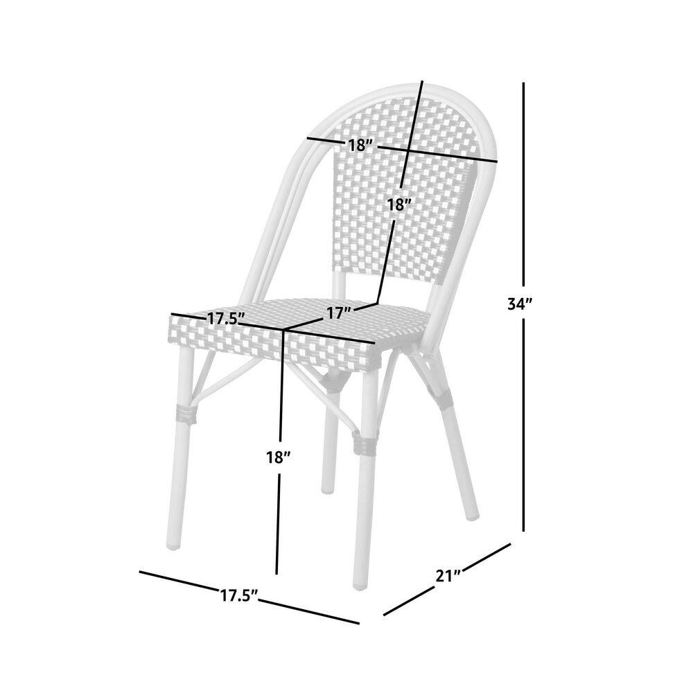 Arles Blue and Beige Wicker Bistro Dining Chair Set