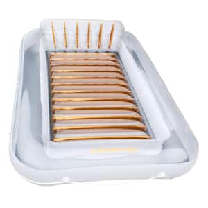 Luxe Edition White & Gold PVC Inflatable Suntan Tub Floating Pool Lounger