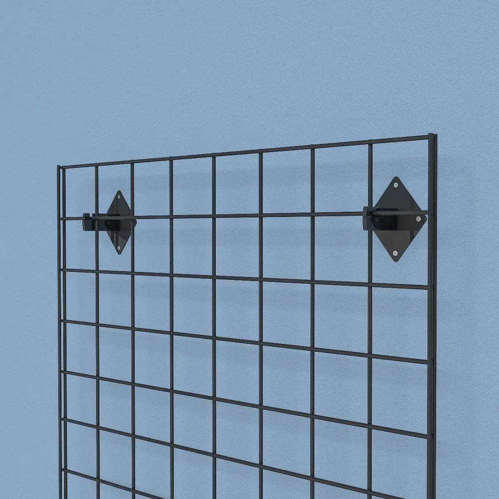 Black Semi-Gloss Metal Grid Panel Set, 1 ft x 5 ft
