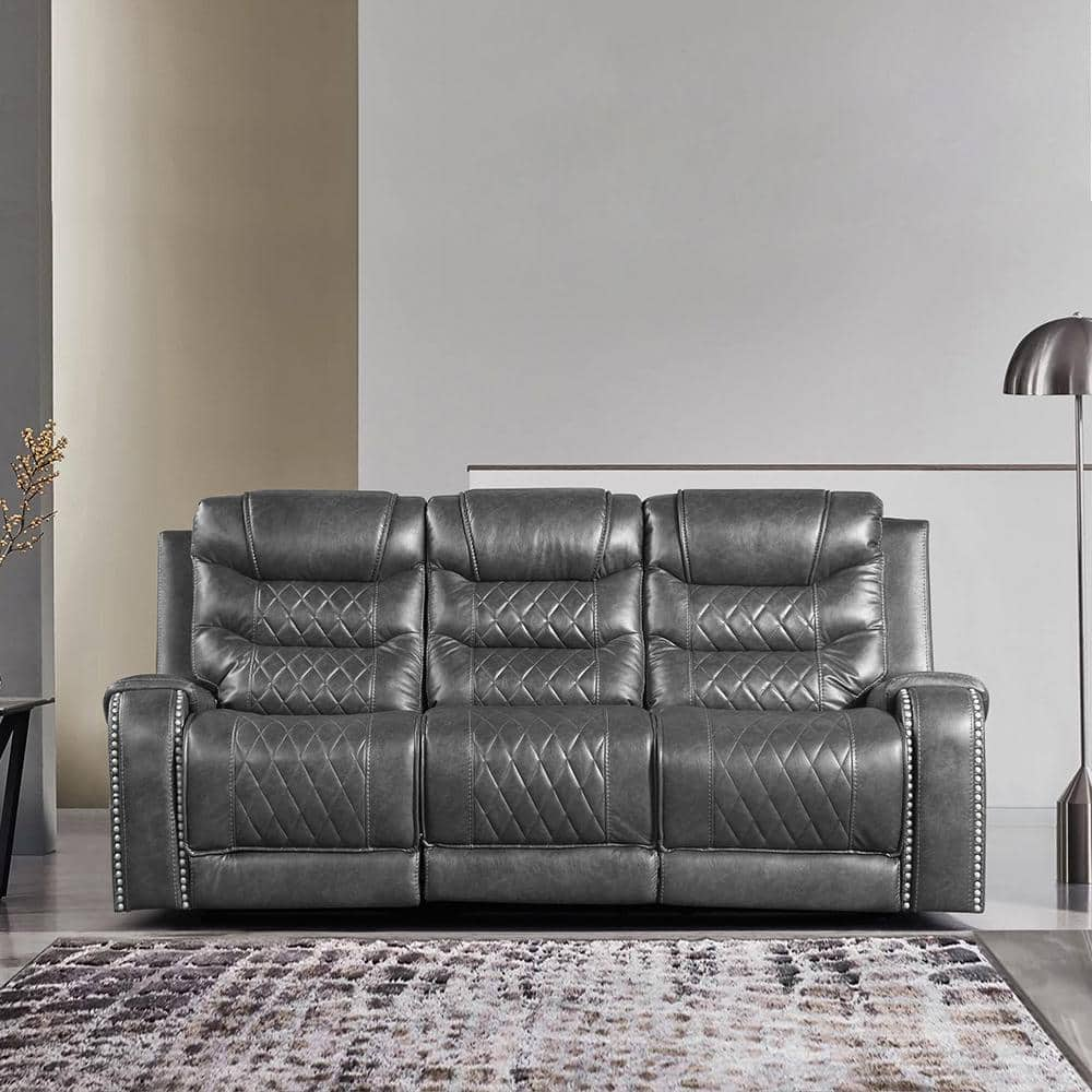 Gray leather power reclining sofa sale