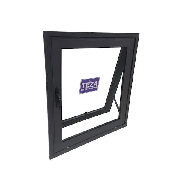 TEZA DOORS 59.5 in. x 23.5 in. Black Aluminum Low-E Double-Pane