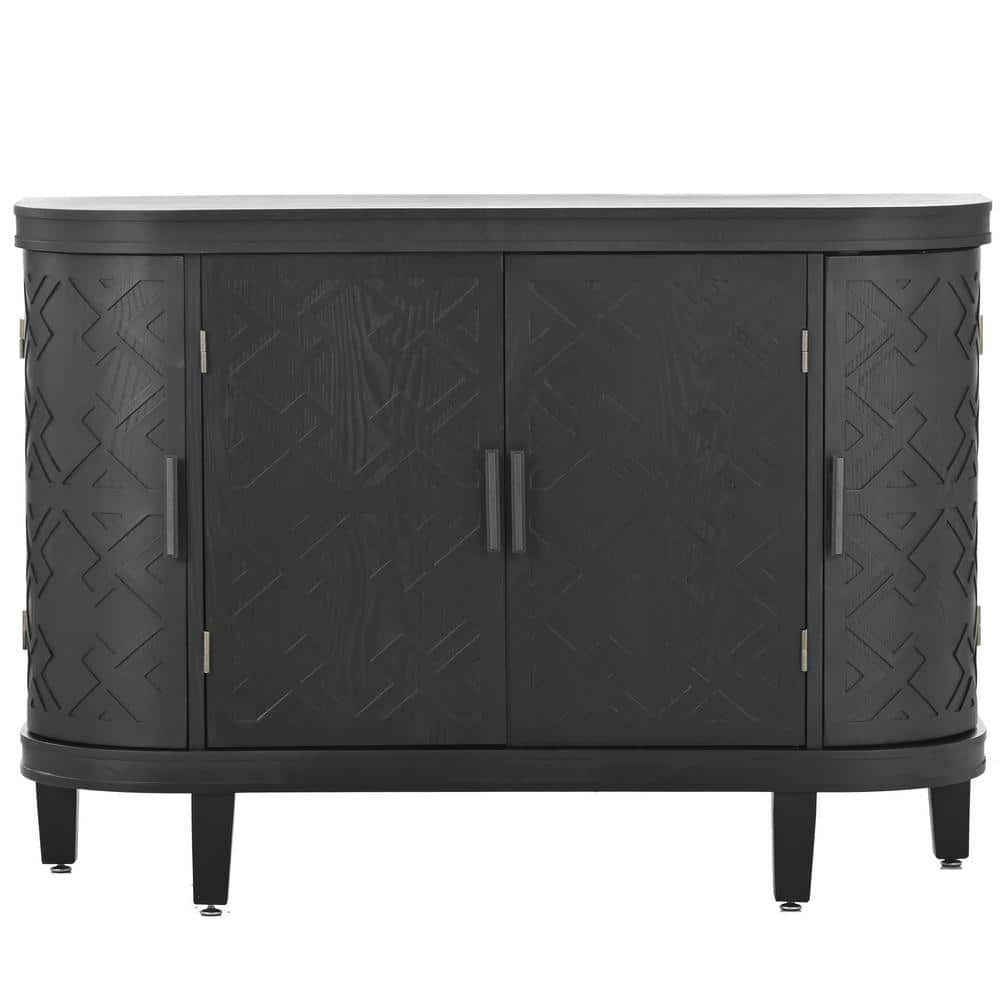 47.20 in. W x 15.20 in. D x 33.50 in. H Black Wood Linen Cabinet Accent Sto
