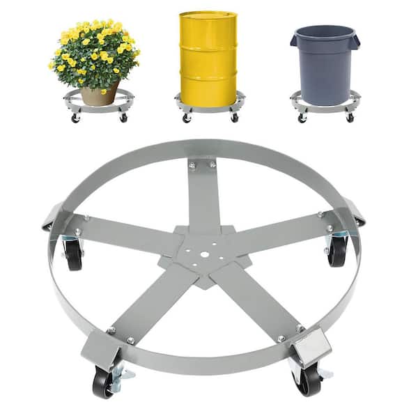 55 Gallon Drum Dolly-1000Lbs 2-Pack Capacity Heavy-Duty Steel with 5 Swivel Casters, Brake & Cross Braces