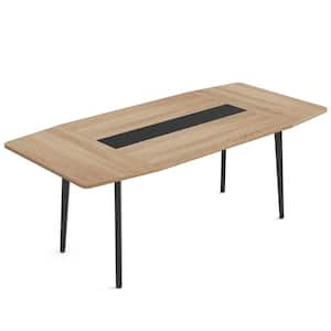 Roesler Modern Brown Engineered Wood 70.8 in. 4 Legs Dining Table Seats 6