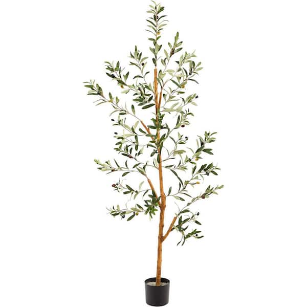 4.5 ft. Artificial Olive Tree in Black Pot, Artificial Indoor Home Decor Plant