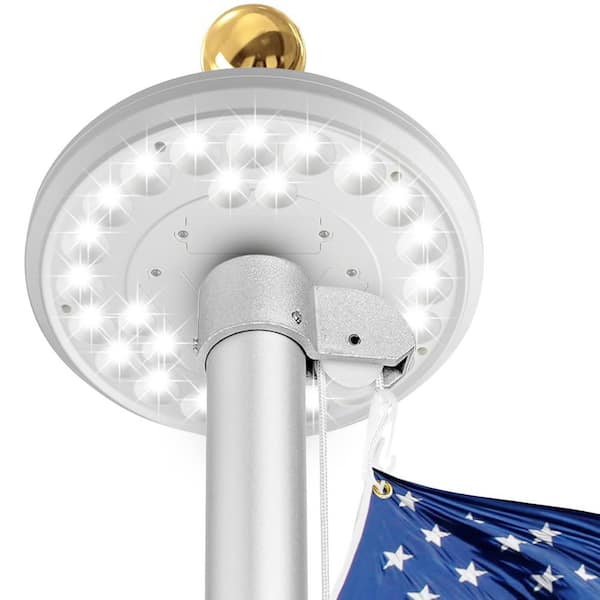 9.5 in. Adjustable Flag Pole Light Solar Powered 1300 Lumen for Flagpole Light Up American Flag Outdoor