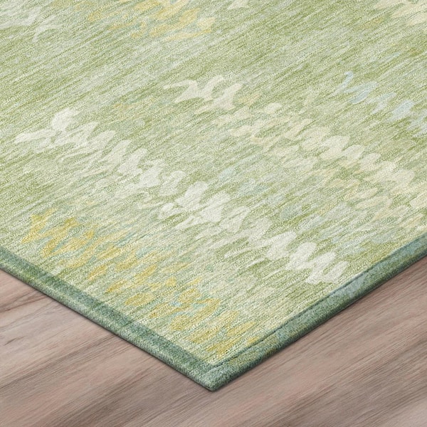 Chantille Machine Washable Indoor/Outdoor Abstract ACN2892 Sage 2 ft. x 7 ft. Runner Rug