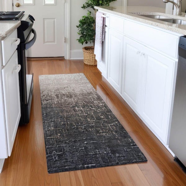 Mayfield Premium Machine Washable Abstract AMF1066 Khaki 2 ft. 3 in. x 7 ft. 6 in. Runner Rug