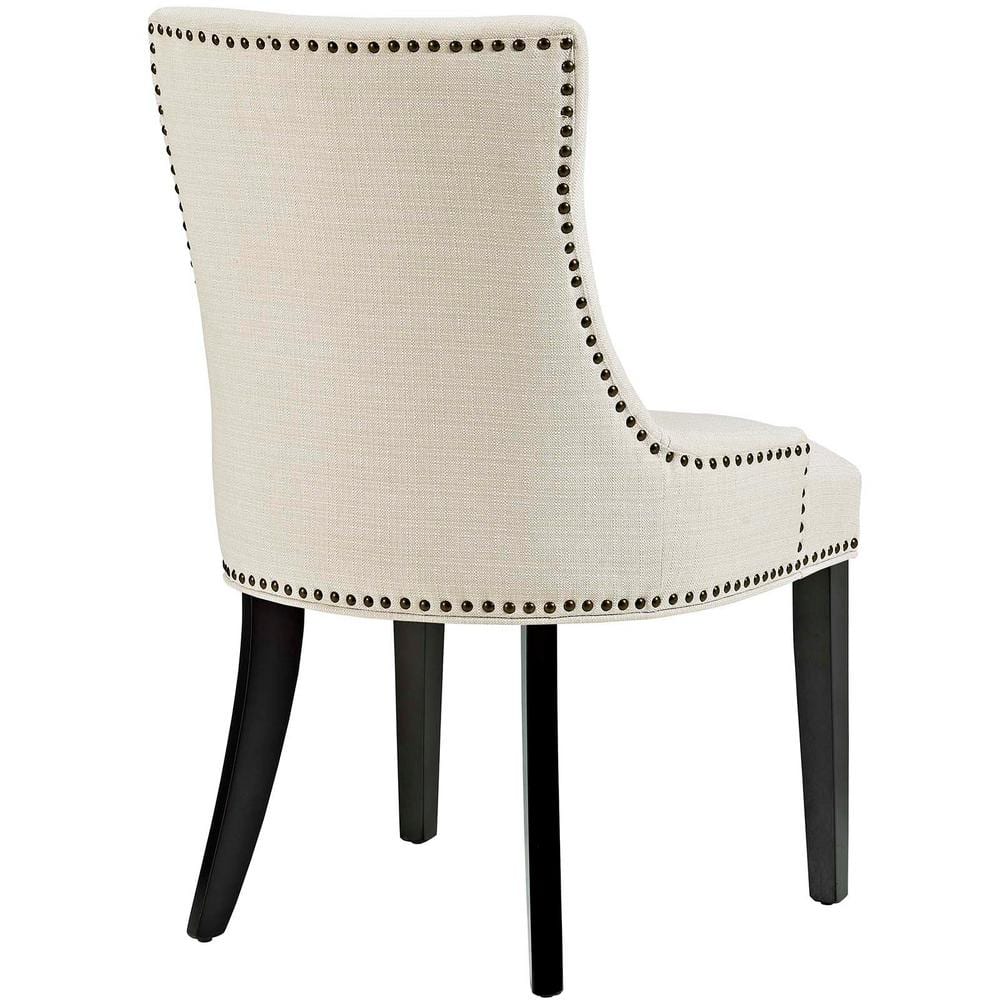 Regal Beige Leather Parsons Side Chair with Nailhead Trim