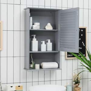 Bathroom Wall Mount Storage Cabinet Single Door w/Height Adjustable Shelf Grey