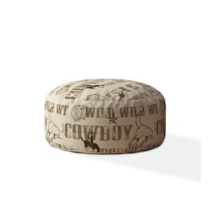Brown Cotton Round Pouf 20 in. x 24 in. x 24 in. Ottoman