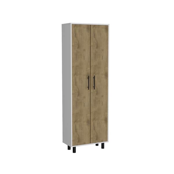 23.62 in. W x 11.81 in. D x 71.10 in. H White Particle Board Freestanding Linen Cabinet with 5 Shelves in White