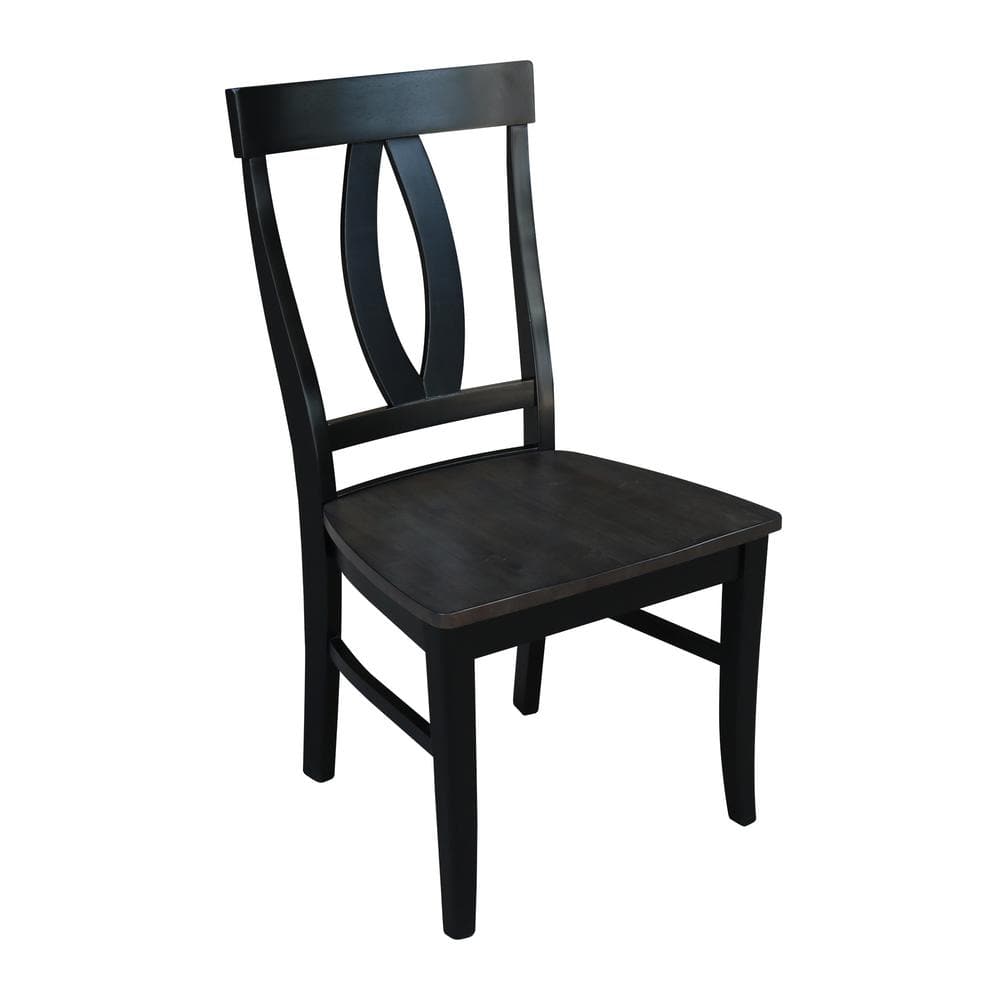 Elegant Cosmo High-Back Side Chair in Coal-Black Solid Wood