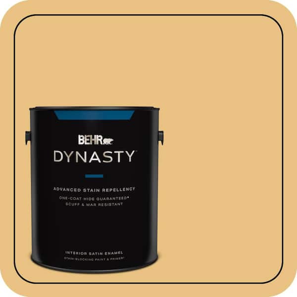 BEHR DYNASTY 1 gal. #340D-4 Honey Bear Satin Enamel Interior Stain-Blocking Paint and Primer