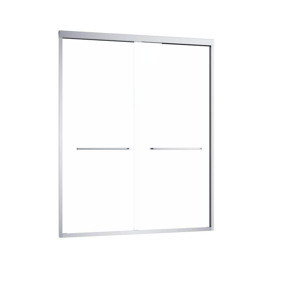 60 in. W x 72 in. H Double Sliding Aluminum Semi-Frameless Shower Door in Chrome with Clear Tempered Glass price history on PriceWatchPro