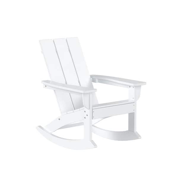 WESTIN OUTDOOR Shoreside White Plastic Modern Adirondack Outdoor Rocking Chair